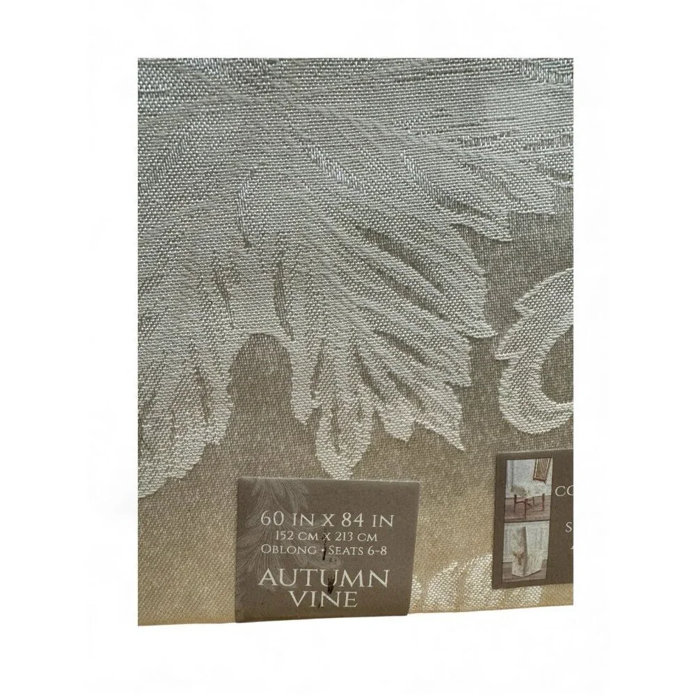 Autumn Vine Damask Tablecloth Ivory 60x84 Oblong New In Package